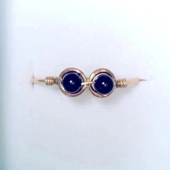 Sz 6 Bead Black Onyx 10k Gold Filled Ring Handmade - Picture 1 of 1